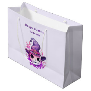 Totenkopf in einem Hexenhut skurriler Geburtstag Große Geschenktüte