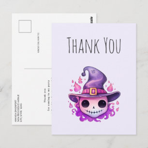 Totenkopf in einem Hexenhut Whimsical Danke Postkarte
