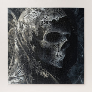 Totenkopf in einem zerfetzten Spitzenveilchen Puzzle