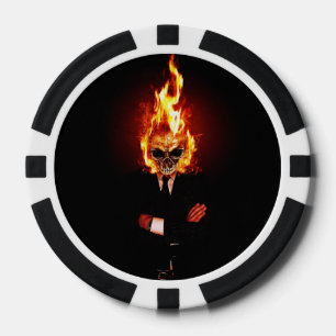 Totenkopf in Flammen Pokerchips