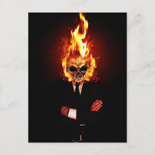 Totenkopf in Flammen Postkarte