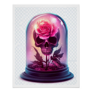Totenkopf in Rosenglas Poster