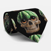 Totenkopf Kaktus Krawatte (Gerollt)