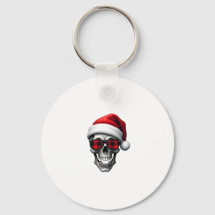 Totenkopf-Kariert-Santa-Hut-Weihnachts-Pyjama-Cool Schlüsselanhänger