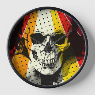 Totenkopf Karneval Wanduhr