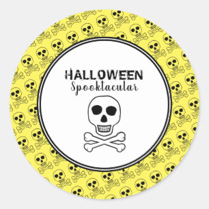 Totenkopf & Knochen, Halloween-Party Runder Aufkleber
