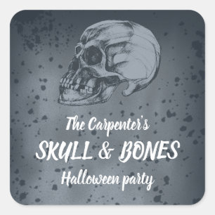 Totenkopf & Knochen Halloween Quadratischer Aufkleber