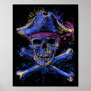 Totenkopf Kreuzknochen Skelett Jolly Roger Flagge Poster
