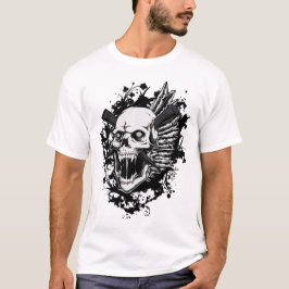 Totenkopf-Krieger-T-Shirt Gothic-Skelett-Tee T-Shirt