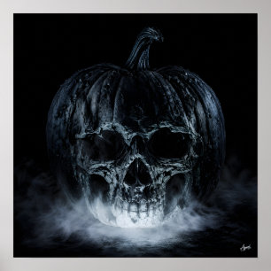 Totenkopf-Kürbis-Nebel Poster