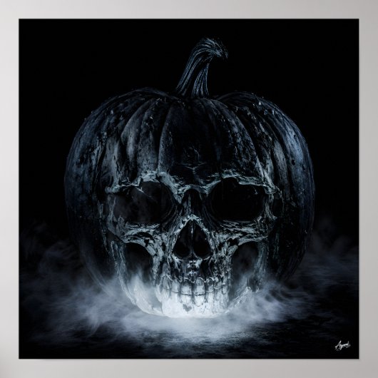 Totenkopf-Kürbis-Nebel Poster (Vorne)