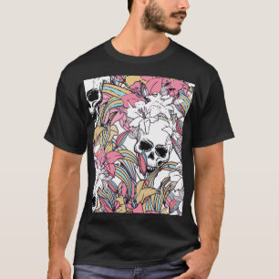 Totenkopf-Lilien-Blumen: Boho Vintage. T-Shirt