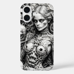 Totenkopf-Mädchen mit Knochenabdeckung iPhone 16 Hülle