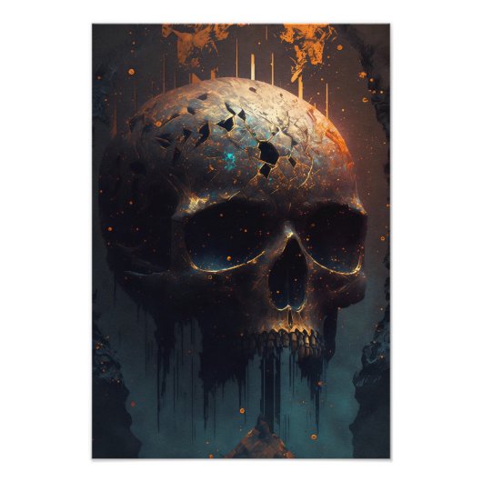 Totenkopf mit Apokalyptischem Hintergrund Fotodruck (Vorne)