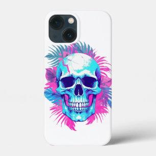 Totenkopf mit Blumen im Vaporwave-Stil Case-Mate iPhone Hülle