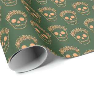 Totenkopf mit Blumenkranz Geschenkpapier
