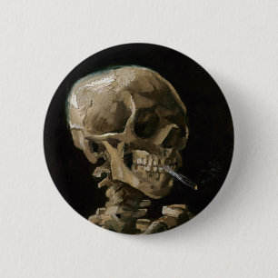 Totenkopf mit brennender Zigarette Vincent van Gog Button