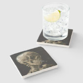 Totenkopf mit brennender Zigarette Vincent van Gog Steinuntersetzer (Seitenansicht)