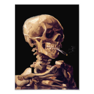 Totenkopf mit brennender Zigarette von Van Gogh Fotodruck