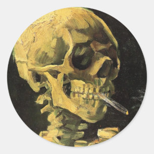 Totenkopf mit brennender Zigarette von Vincent van Runder Aufkleber
