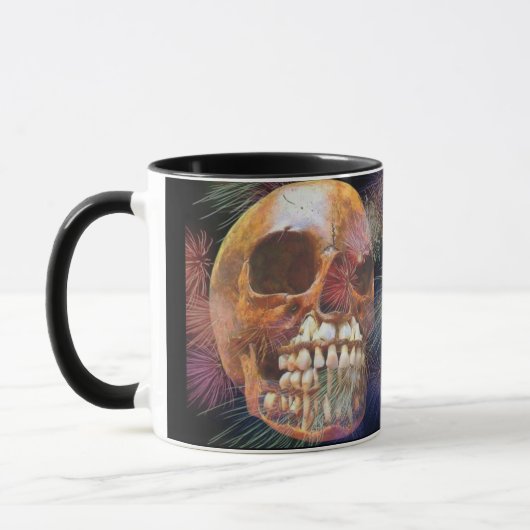 Totenkopf mit Feuerwerk Tasse (Links)