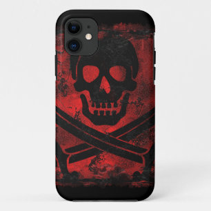 Totenkopf mit gekreuzten Schwertern Gruselige Kuns Case-Mate iPhone Hülle
