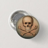 Totenkopf mit gekreuzter Knochen 1 Zoll-runder Button (Vorne & Hinten)
