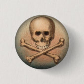 Totenkopf mit gekreuzter Knochen 1 Zoll-runder Button (Vorderseite)