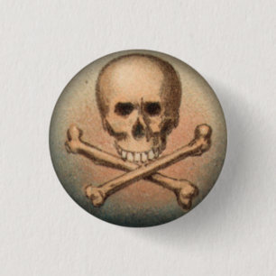 Totenkopf mit gekreuzter Knochen 1 Zoll-runder Button