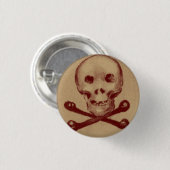 Totenkopf mit gekreuzter Knochen 1 Zoll-runder Button (Vorne & Hinten)
