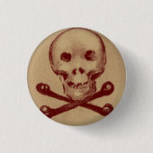 Totenkopf mit gekreuzter Knochen 1 Zoll-runder Button (Vorderseite)