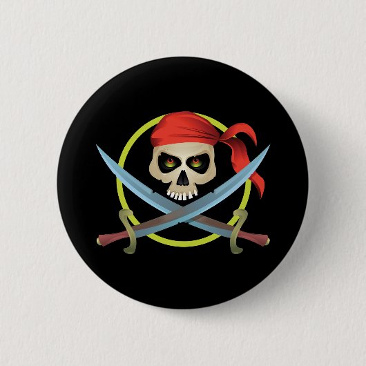 Totenkopf mit gekreuzter Knochen 3D Button (Vorderseite)