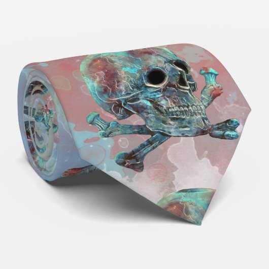 Totenkopf mit gekreuzter Knochen-Aquarell Krawatte (Gerollt)