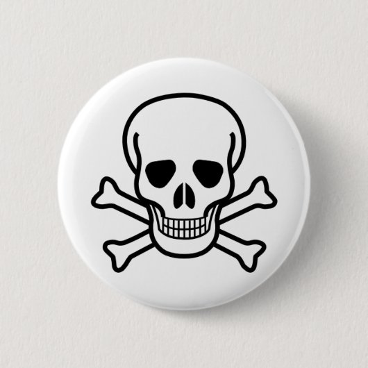Totenkopf mit gekreuzter Knochen Button (Vorderseite)