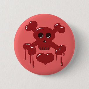 Totenkopf mit gekreuzter Knochen Button