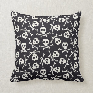 Totenkopf mit gekreuzter Knochen-Halloween-Kissen Kissen