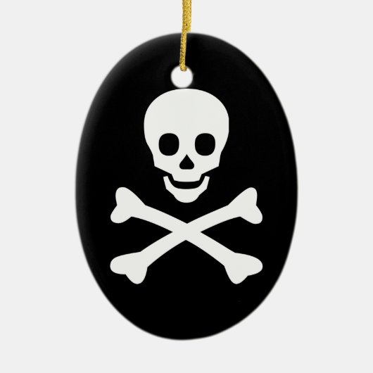 Totenkopf mit gekreuzter Knochen Keramik Ornament (Vorne)