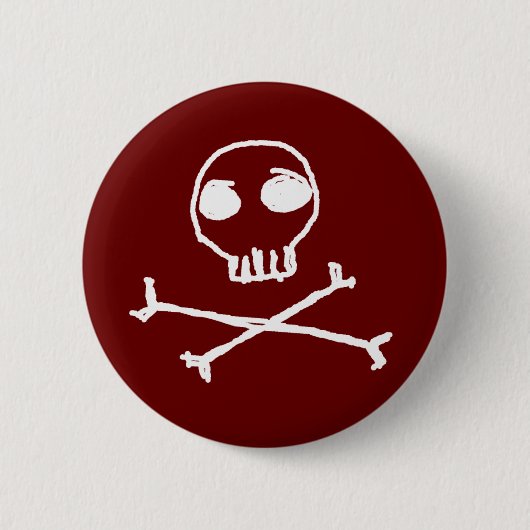Totenkopf mit gekreuzter Knochen-Knopf Button (Vorderseite)