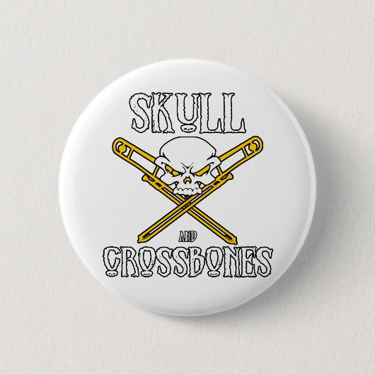 Totenkopf mit gekreuzter Knochen-Knopf (Trombones) Button (Vorderseite)
