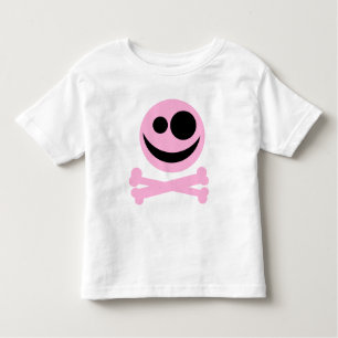 Totenkopf mit gekreuzter Knochen. Rosa und Kleinkind T-shirt