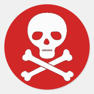 Totenkopf mit gekreuzter Knochen Runder Aufkleber