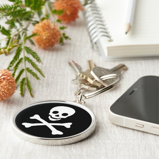 Totenkopf mit gekreuzter Knochen Schlüsselanhänger (Seite)