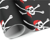 Totenkopf mit gekreuzter Knochen-schwarzer roter Geschenkpapier (Rolleneckpunkt)