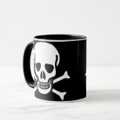 Totenkopf mit gekreuzter Knochen-Schwarzes Tasse (Vorderseite Links)