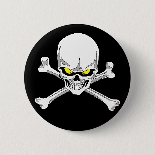 Totenkopf mit gekreuzter Knochenknopf Button (Vorderseite)