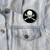 Totenkopf mit gekreuzter Knochenknopf Button (Beispiel)