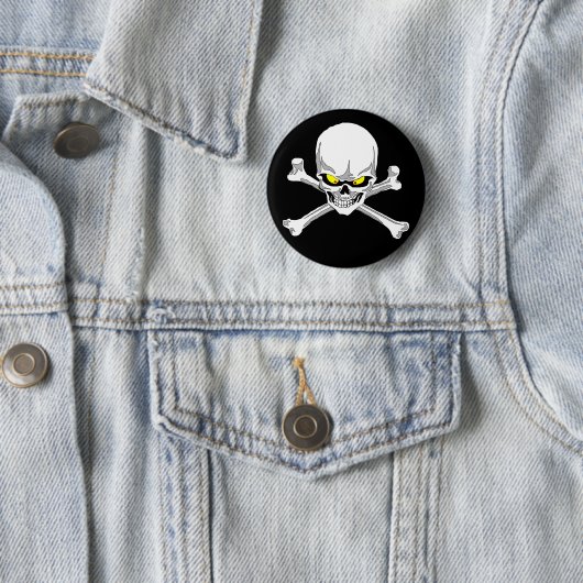 Totenkopf mit gekreuzter Knochenknopf Button (Beispiel)