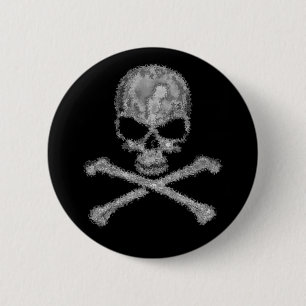 Totenkopf mit gekreuzter Knochenknopf Button