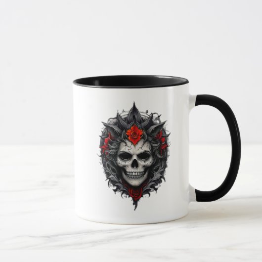 Totenkopf mit gotischen Motiven. Tasse (Rechts)