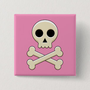 Totenkopf mit Knochen Button